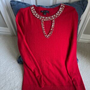 Jeweled Sweater by INC  M  Red